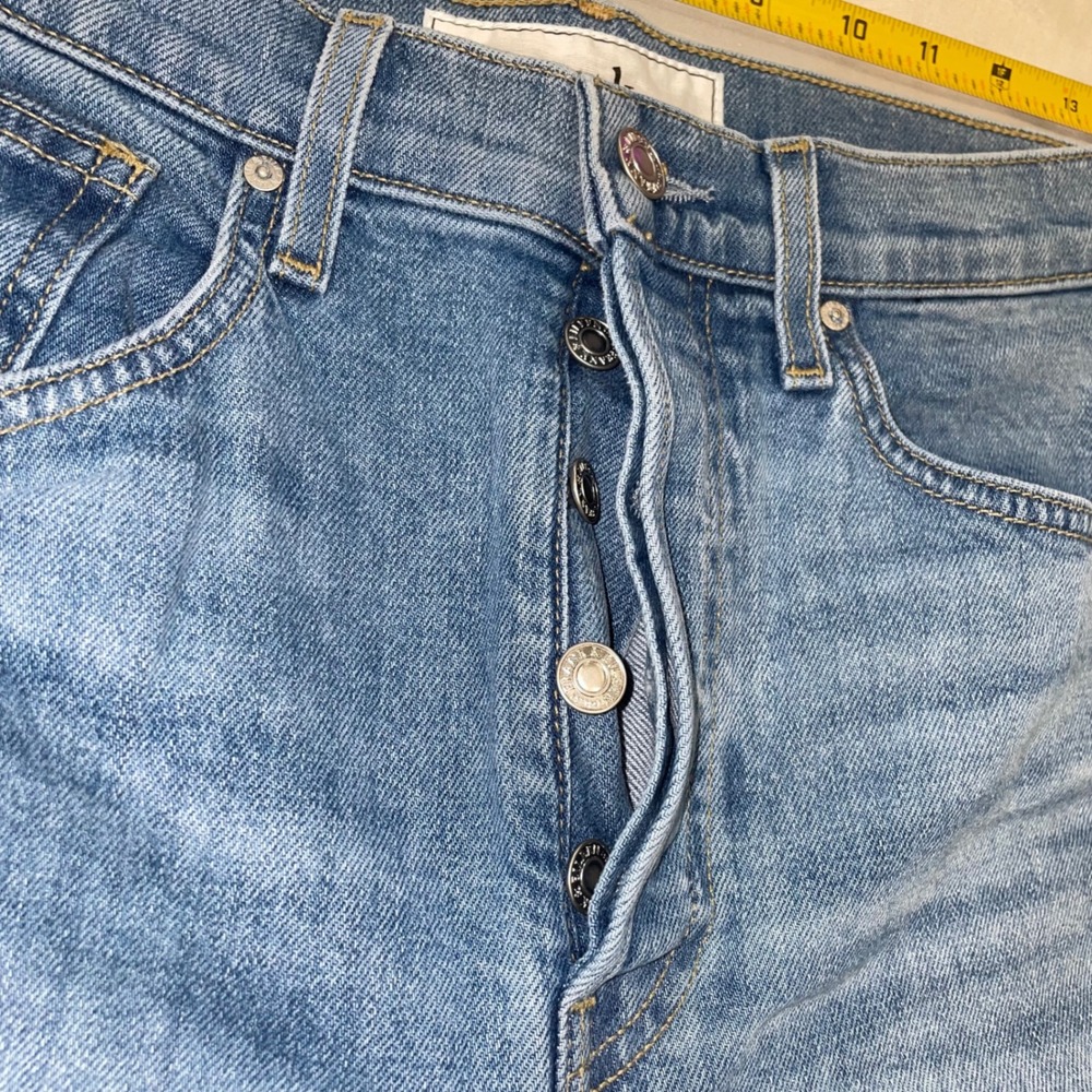 Frank & Eileen Monaghan Wide Leg Jeans Blue Button Fly Raw Hem Size 28 - Picture 6 of 13